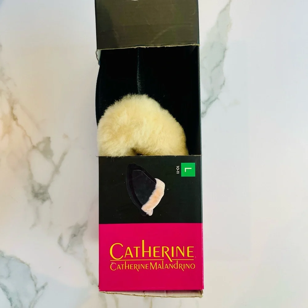 Catherine Malandrino Shearling Lined Genuine Suede Slippers  Sz 9-11 Large NWB - Picture 2 of 12